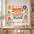 thumbnail image 5 of "Books Are My Happy Place" Floral Print in Vibrant Colors, Whimsical Retro for Book Lovers, Literary Wall Art Decor, Housewarming Gift, Tapestry Wall Hanging for Home Library and Bedroom, 5 of 7