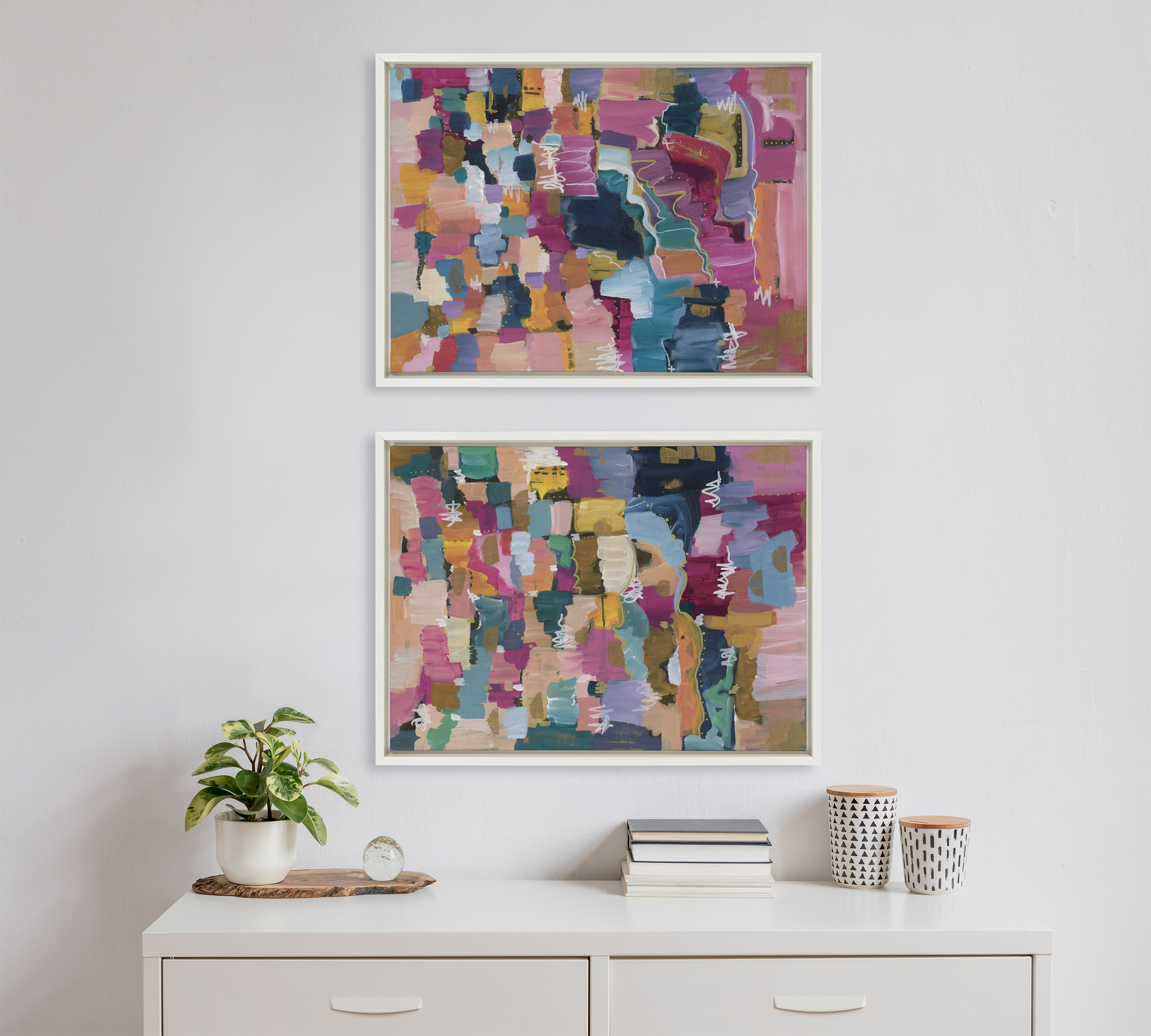 Sylvie Applause 18 in x 24 in Framed Painting Canvas Art Prints, by Kate and Laurel Set of 2