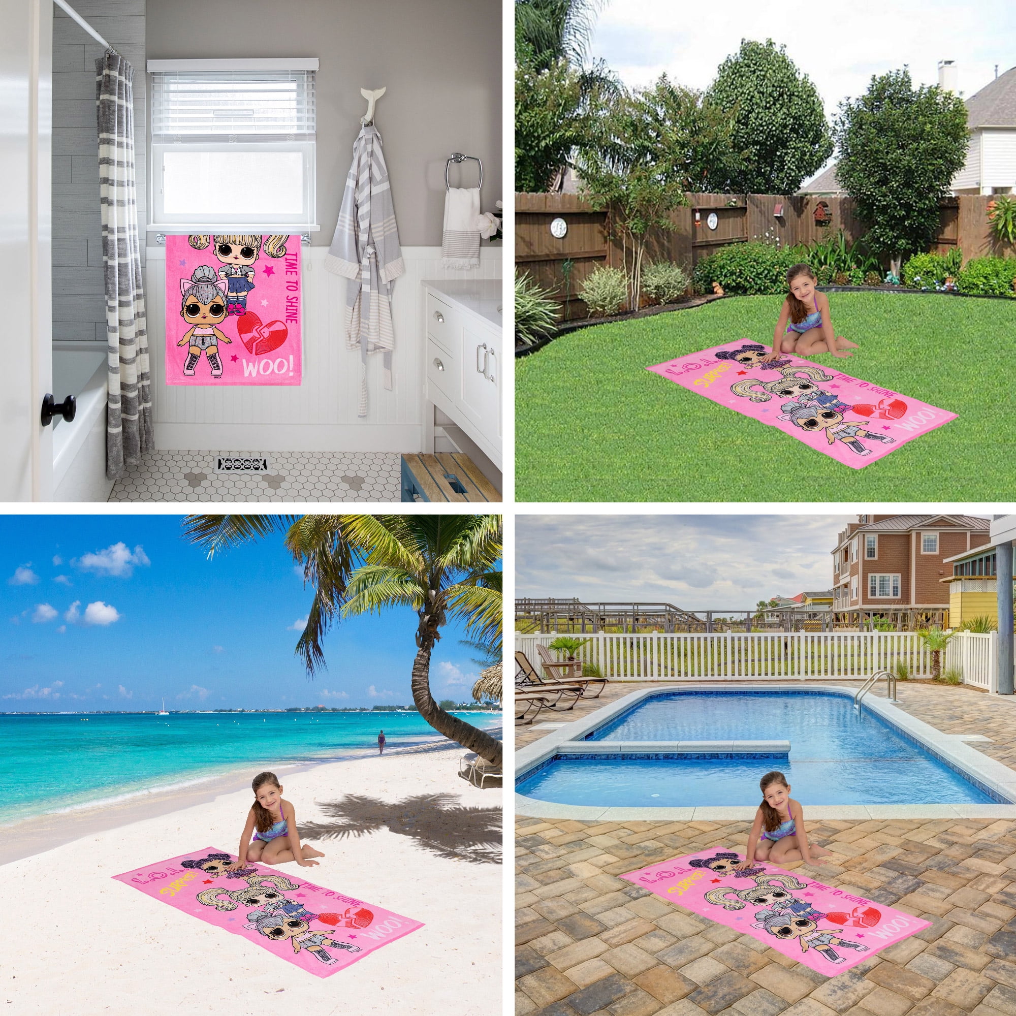 L.O.L. Surprise! Kids Super Soft Cotton Beach and Bath Towel, 28” x 58” , Pink