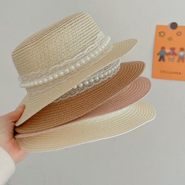 Fairy Hat Children‘s Pearl Lace Fairy Floating Sunshade Straw Hat