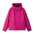 thumbnail image 3 of Liuinsasek Womens Windbreaker Waterproof Raincoat Long-Sleeve Solid Color Zipper Hooded Large Pocket Jacket for Outdoor Mountain Climbing Hiking Skiing Jacket, 3 of 7