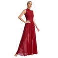 thumbnail image 2 of MSemis Women's Long Lyrical Dance Costume Modern Contemporary Dance Dress Burgundy XL, 2 of 7
