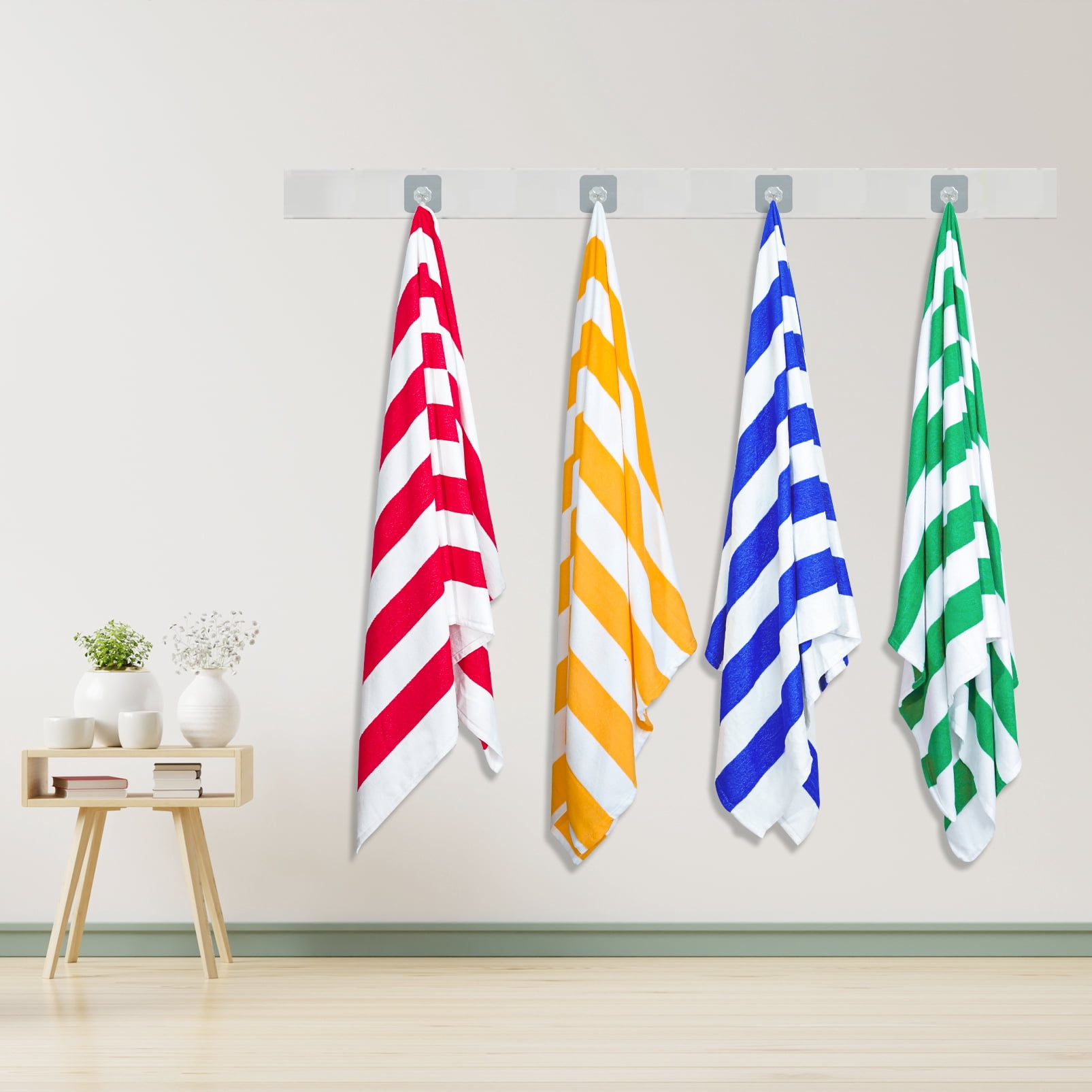 6 Pack Microfiber Cabana Stripe Beach Towel , Oversized Sand Free Quick Dry Super Absorbent Soft Plush Pool Towel , 72in x 36in Extra Large Outdoor Travel Towels
