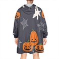 thumbnail image 2 of Wearable Oversized Blanket,Halloween Pumpkin Ghost Pattern Wearable Blanket Hoodie for Adults,Cozy Hooded Blankets with Super Pockets,Super Warm Fuzzy Pullover for Women & Men, 2 of 6