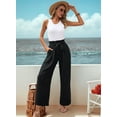 thumbnail image 4 of Women'S Wide Leg Lounge Pants with Pockets High Waisted Adjustable Tie Knot Loose Trousers Black XXL, 4 of 8