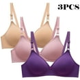 thumbnail image 2 of Nrmvnmi Summer Saving 3pcs Wireless Bras for Women Wirefree Full Coverage Bralettes No Underwire Comfort Bras Soft Push Up Everyday T Shirt Bras For Moms Gifts, 2 of 6