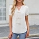 thumbnail image 4 of Tops de Color Sólido para Mujeres Manga Corta V-Cuello Correa Suéter Casual Top 95% Poliéster 5% Spandex, Nueva Blusa de Moda para el Uso Diario, 4 of 8