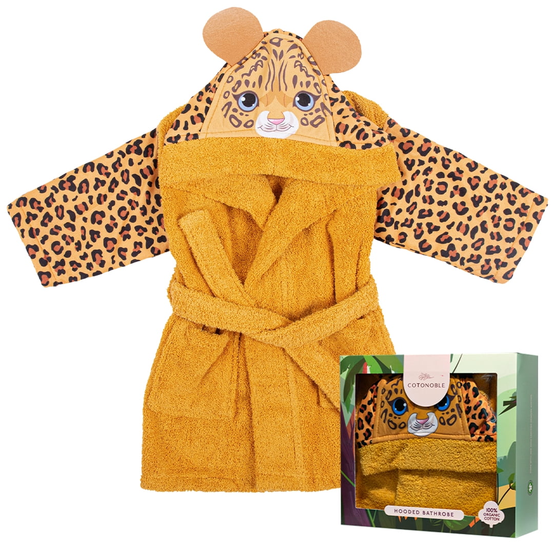 COTONOBLE Kids & Toddlers Robe, Organic Cotton Hooded Bathrobes for