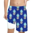 thumbnail image 2 of Gyexs Short de Bain avec Doublure de Compression pour Garçons, Short Athlétique, Maillot de Bain Graphique Mode Bleu, 5T, 2 of 5