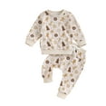 thumbnail image 1 of ZAXARRA Kid Girls Pants Set, Santa Claus Gingerbread Man Tree Print Sweatshirt with Sweatpants Christmas Outfit, 1 of 7