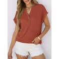 thumbnail image 5 of ANRABESS Womens Short Sleeve Henley Tops V Neck Dressy Casual Blouses Summer Trendy Tee Shirts 2026 Vacation Fashion Clothes Caramel Brown X-Large, 5 of 9
