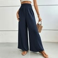 thumbnail image 2 of HUJlwoi Palazzo Pants for Women Lightweight High Waist Loose Wide Leg Trousers Casual Trendy Beach Travel Clothes Comfy Pants, 2 of 3