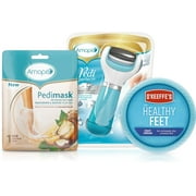 Amope Electronic Foot File (1ea) & Amope Pedimask, Macadamia (1 Pair) & O'Keeffe's Healthy Feet Foot Cream (3.2 oz) 1 ea (Pack of 6)