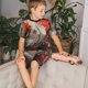 thumbnail image 4 of Fotbe Abstract Red Koi Fish Art Pijama Estampada de 2 Piezas para Niños – Ropa de Dormir de Manga Corta Cómoda para Niños y Niñas, Camiseta y Shorts de Algodón-Large, 4 of 6