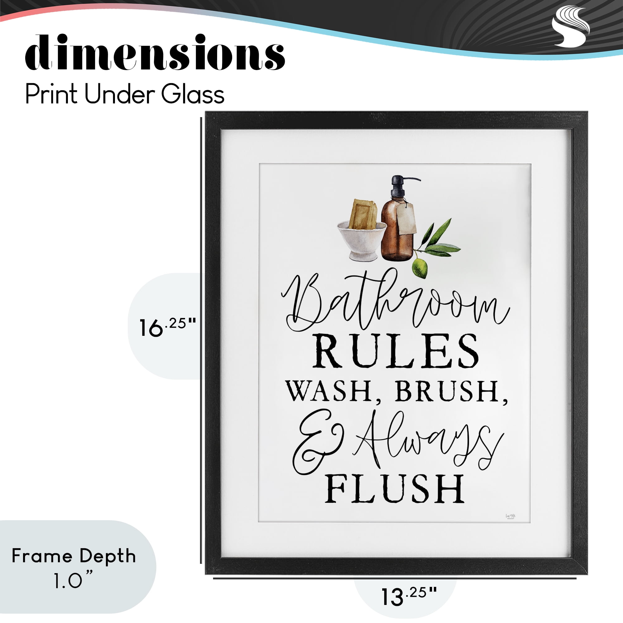 Stupell Industries Wash Brush & Always Flush Black Framed Print Under Glass, design by Lux + Me Designs