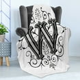 thumbnail image 4 of Letter W Soft Flannel Fleece Throw Blanket, Capitalized Typography Symmetrical Ornaments Abstract Artwork Lines Dots, Cozy Plush for Indoor and Outdoor Use, 60" x 80", Black Grey White, by Ambesonne, 4 of 5