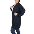thumbnail image 3 of BodiLover, Women's, Chunky Cable Knit Open Front Oversize Sweater Cardigan, Navy, L/XL, 3 of 5