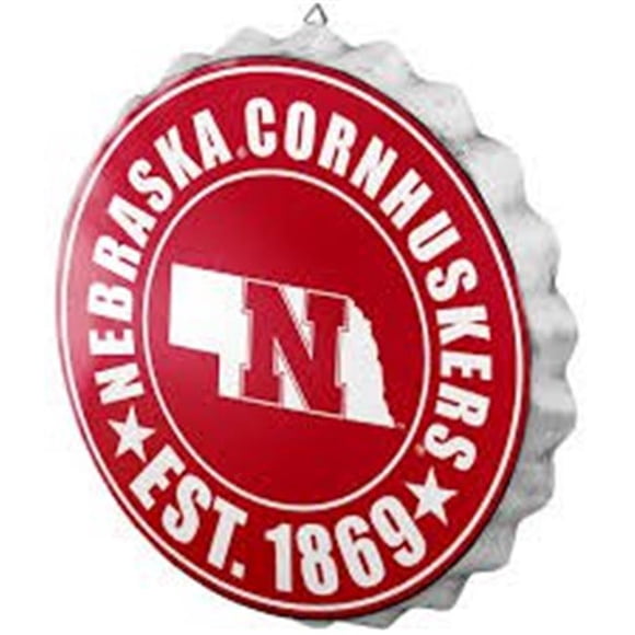 Nebraska Cornhuskers Sign Bottle Cap Style Distressed