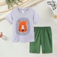 thumbnail image 2 of KPOPLK Toddler Baby Boys Clothes Set Short Sleeve Wildlife Print T-Shirt Top & Casual Shorts 2Pcs Summer Outfits 1t 2t 3t 4t Size 4-5 Years,Green, 2 of 5