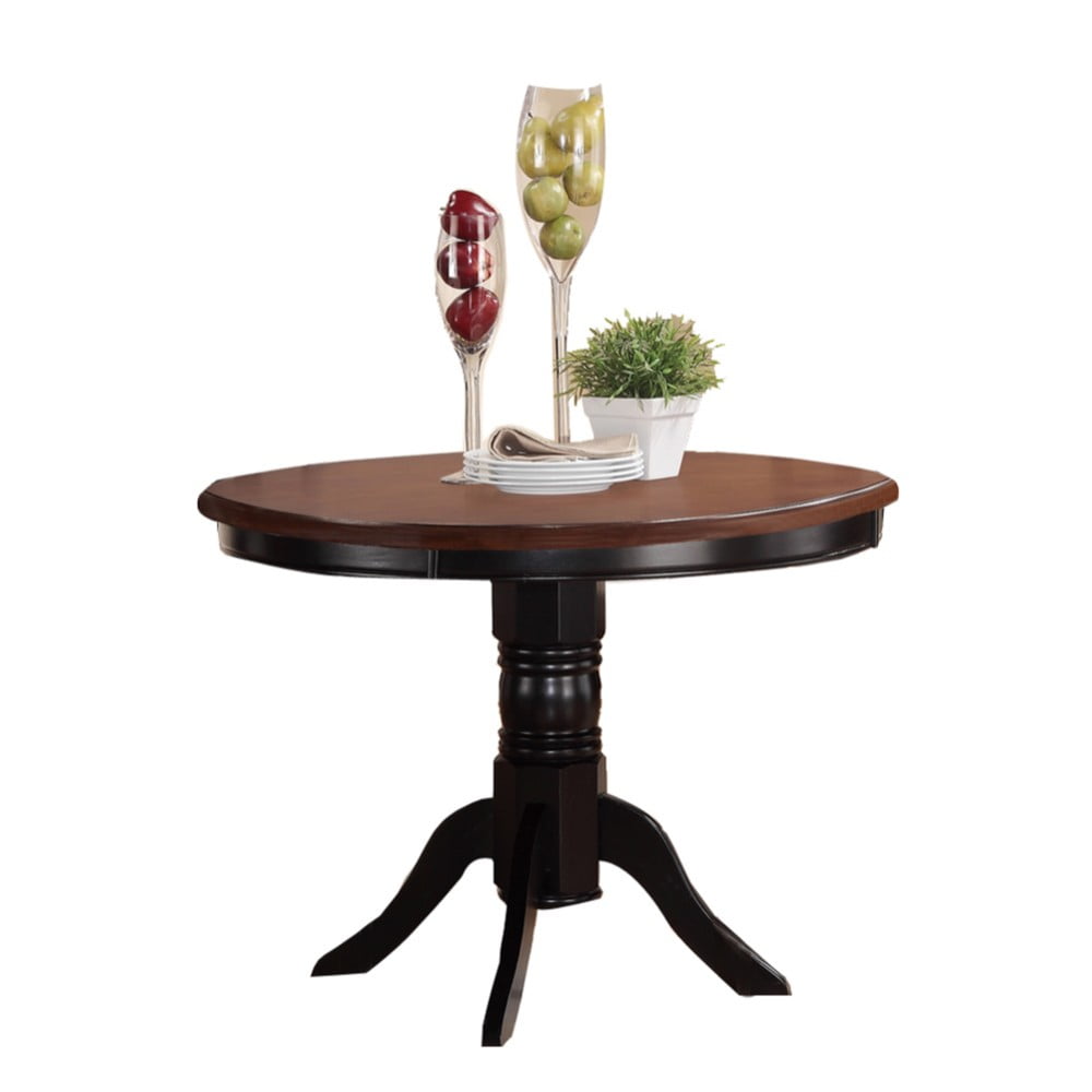Acacia Rubber Wood Round Dining Table Brown Black