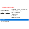 thumbnail image 2 of Front Brake Pad Set - Compatible with 2009 - 2014 Nissan Cube 2010 2011 2012 2013, 2 of 2
