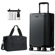 Hardside Expandable Carry On Luggage, 20" Rolling Luggage 22x14x9 Airline Approved with Spinner Wheels & TSA Lock, Lightweight Small Hardshell Travel Suitcase Valises, 20inch Carry-on Black