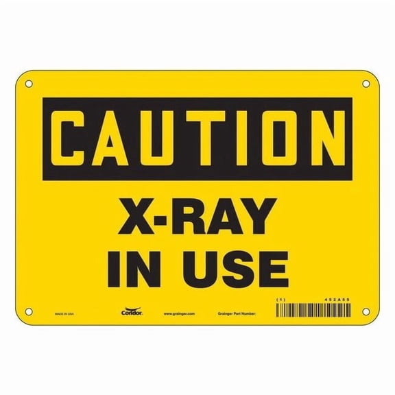 Radiation Sign, 7 in H, 10 in W, Polyethylene, Vertical Rectangle,452A55