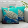 thumbnail image 3 of COMIO   Blue Ocean Pillow Covers Vintage Sea Turtle Starfish Sea Horse Shell Decorative Pillows Cover Beach Coastal Theme Pillow Cases Cushion Cover Outdoor Decor, 3 of 5