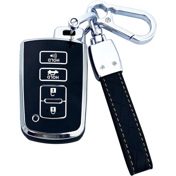 Key Fob Cover Compatible with Toyota Highlander Camry RAV4 Corolla Tocoma Tundra 4Runner Sequoia Keychain Case Holder Protector,Black