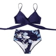 thumbnail image 3 of Women High Waisted Bikini Halter V Neck Two Piece Push Up Retro Swimsuits  Womens Criss Cross High Waisted String Floral Printed 2 Piece Bathing Suits, 3 of 9