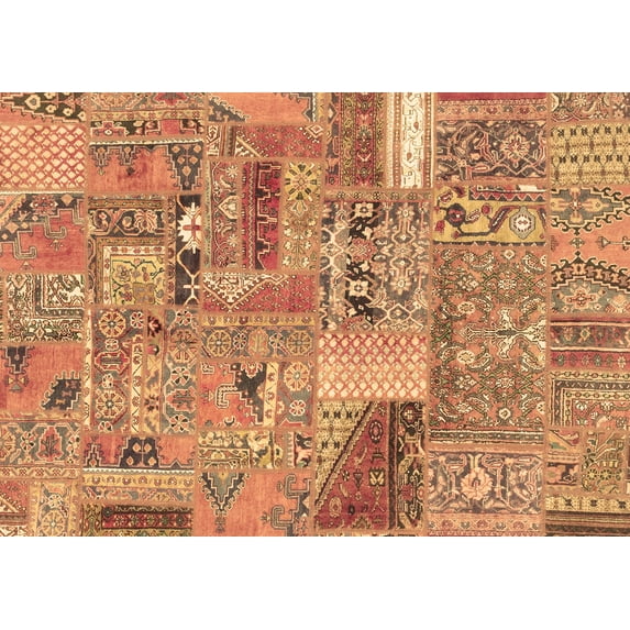 Ahgly Company Indoor Rectangle Patchwork Brown Transitional Area Rugs, 5' x 8'