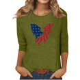 thumbnail image 2 of Xihbxyly Hauts pour Femmes Manches 3/4 Mode Féminine Manches 3/4 Col Rond Imprimé Ample Blouse, 2 of 4