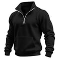 thumbnail image 2 of VBVC Men's Quarter Zip Mock Neck Pullover with Pockets , Long Sleeve Outdoor Sweatshirt For Men, Black , S-3XL, 2 of 9