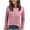 Pink, variant on Nmnitkp Women's Tops Casual Solid Round Neck Loose Striped Long Sleeve Shirts for Women,Comfortable and Soft Women Blouses Navy,L