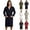 YPR1-Navy, variant on Meichang Hooded Robe for Men Cozy Long Sleeve Knee Length Bathrobe with Belt Pockets Kimono Robes Loungewear Housecoat