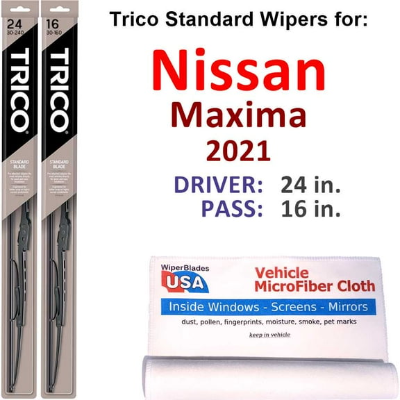 Wiper Blades (Set of 2) compatible with 2021 Nissan Maxima