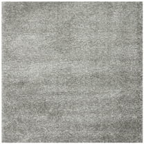 SAFAVIEH Santa Monica Chelsey Solid Shag Area Rug, Silver, 6'7" x 6'7" Square