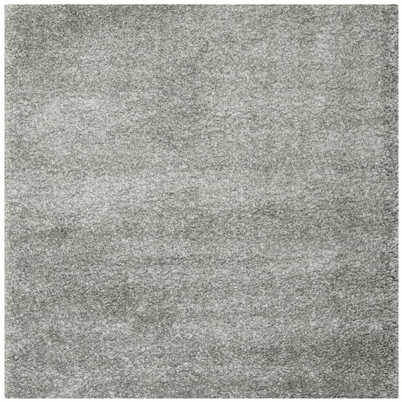 SAFAVIEH Santa Monica Chelsey Solid Shag Area Rug, Silver, 6'7" x 6'7" Square