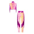 thumbnail image 3 of Haitryli Kids Girls 2-Piece Figure Skating Outfits Tassel Crop Top with Leggings for Gymnastic Performance Hot Pink 16, 3 of 7