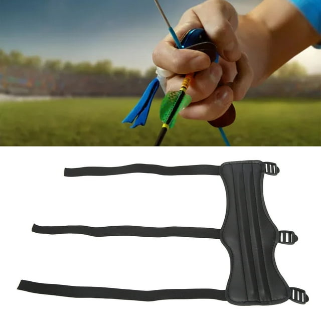 Shooting Arm Protector, Protect Your Forearm PU Leather Archery Arm Guards Adjustable Shoulder Strap for Target Practice