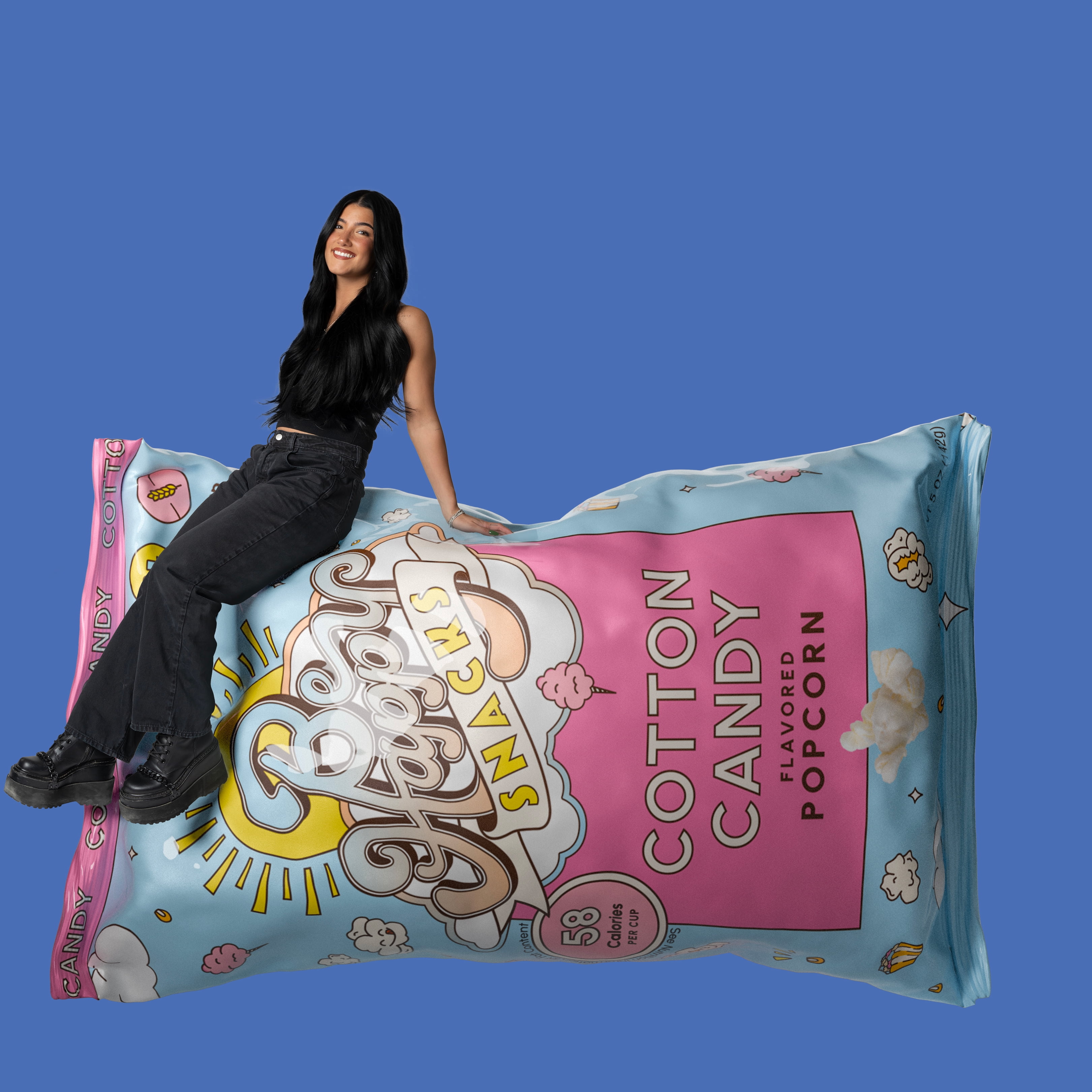 (3 pack) Be Happy Snacks D'Amelio Cotton Candy Popcorn, Gluten-Free, 5 oz