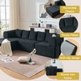 thumbnail image 6 of 106" Modular Sectional Sofa,L Shaped Cloud Sectional Couch with Deep Seat,Modern Velvet Boneless Couch with Movable Chaise & 5 Pillows,Compressed Sofa for Living Room,No Assembly Required (Black), 6 of 11