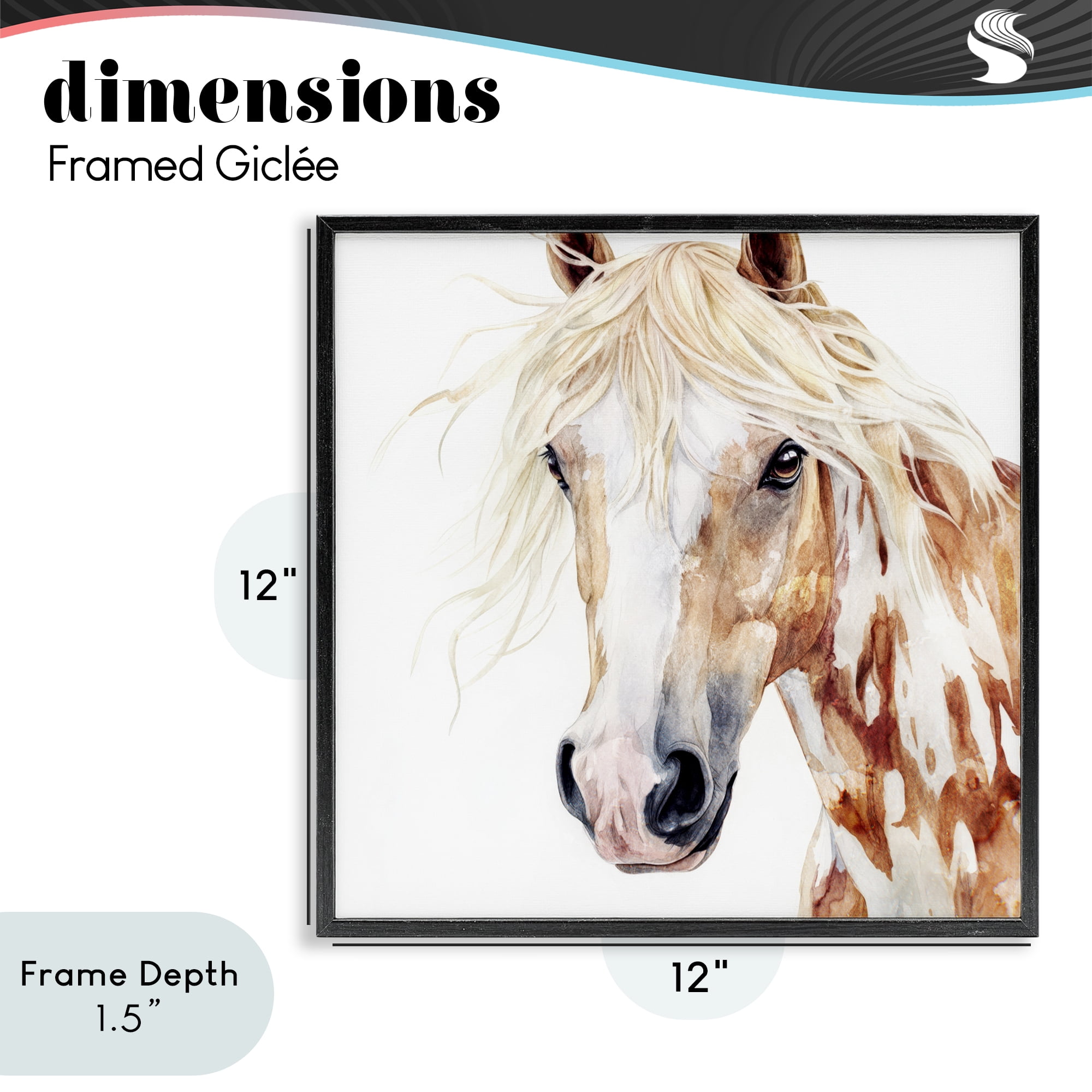 Stupell Industries Majestic Mane Spotted Horse Black Framed Giclee Art, design by Svetlana Aleynikova