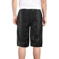 thumbnail image 2 of Men's Patterned Casual Drawstring Cotton Blend Soft Fleece Athletic Shorts (Black, M), 2 of 3