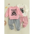thumbnail image 3 of BemeyourBBs Toddler Baby Girl Fall Outfits Raccoon Sweatshirt with Pants 2 Pcs Set, 3 of 9