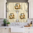 thumbnail image 3 of Kitchen Window Curtains Valance and Tier Set, Farm Watercolor Sweet Gnome Sunflower Rod Pocket Tier Curtain Valance Set, Rutic Buffalo Yellow Lattice Light Filtering Cafe Curtains for Bedroom, 3 of 9
