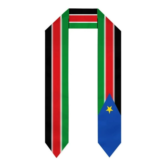 Graduation Sash South Sudan Flag scarf Shawl Stole Sapphire Blue with Star Stripe Bachelor Gown Accessory Ribbon 180*14cm