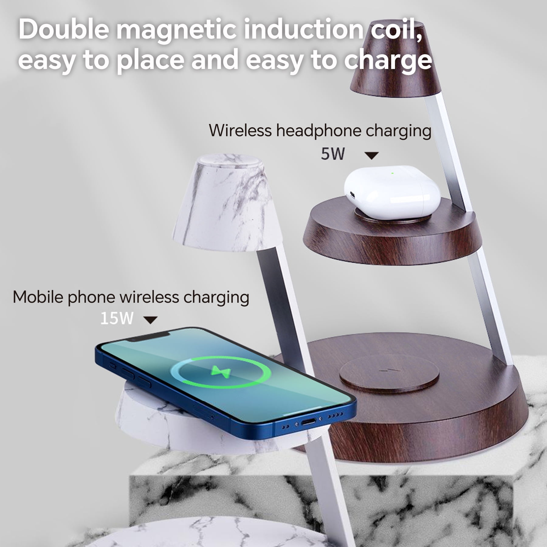 3-in-1 Magnetic Wireless Charger & Desk Lamp, 15W Fast Charging Station for Apple multi-device, Suitable for home bedroom and study