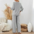 thumbnail image 5 of Stichou Womens Sets 2 Piece Outfits Matching Lounge Set Cozy Knit Pajamas Oversized Loungewear Fall Winter Clothes Gray S, 5 of 6