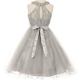 thumbnail image 2 of Big Girls' Sparkle Rhinestones Halter Lace Junior Bridesmaid Pageant Flower Girl Dress Blush 12 (C50C40C), 2 of 2